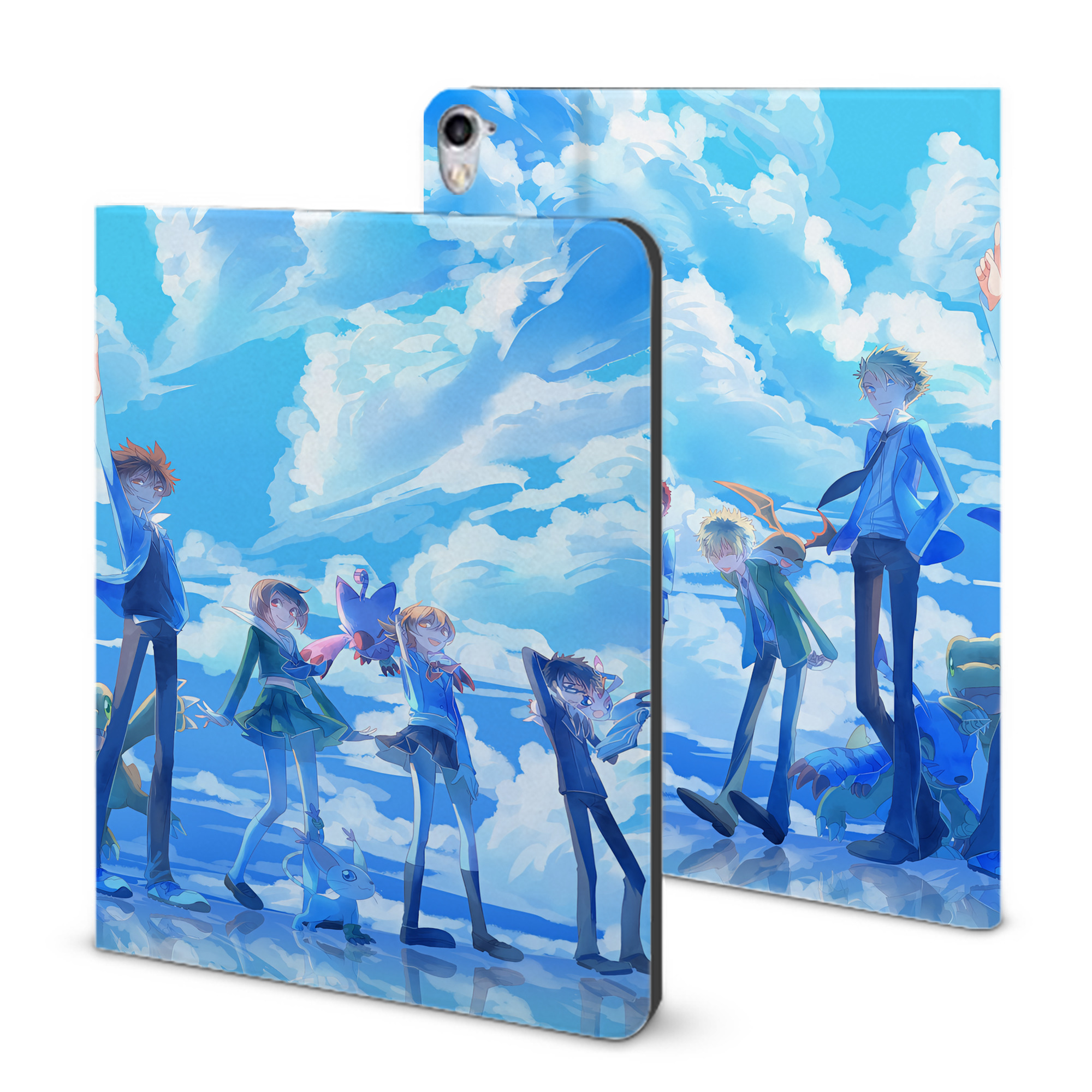（画像用） Digimon デジタルモンスター/デジモン IPad ケース ブック型 PUレザー TPU 耐衝撃 軽量 薄型 ペン収納なし 全面保護 IPad 各モデル対応